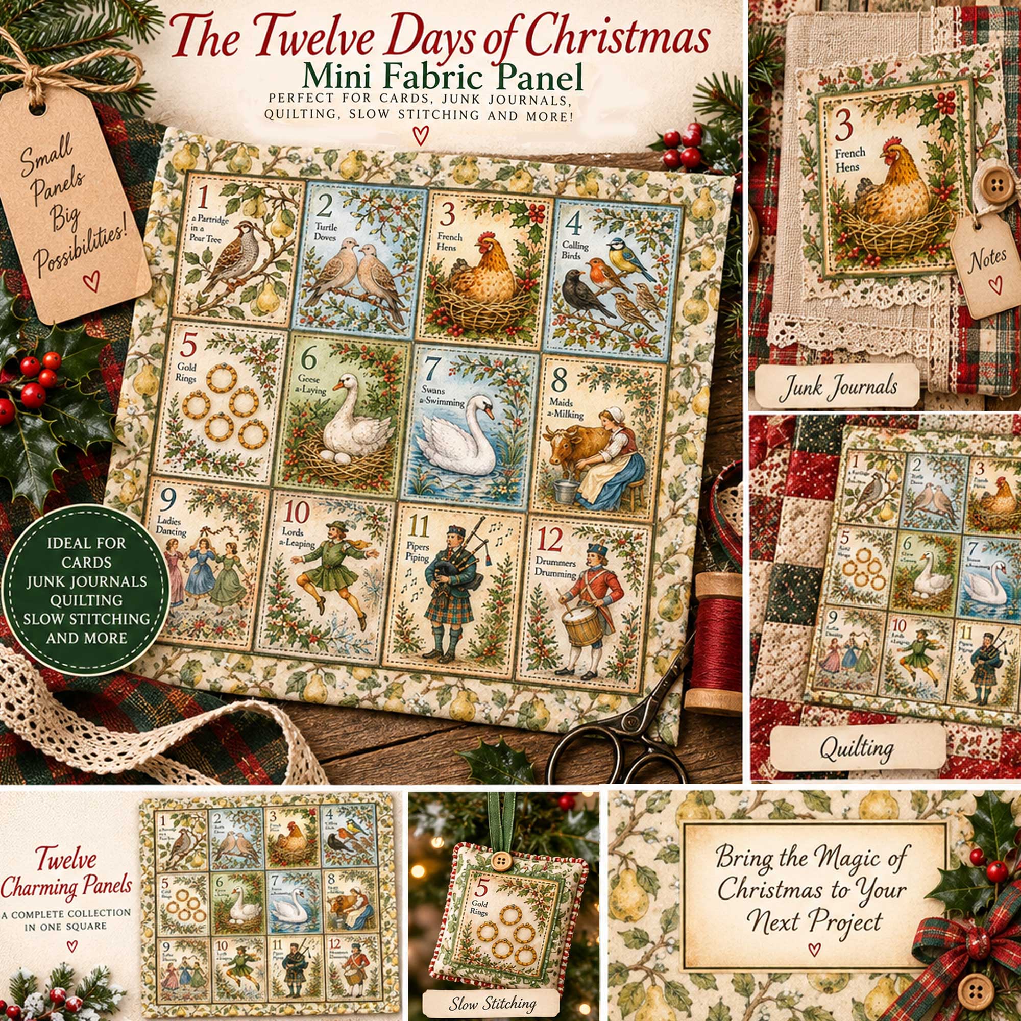 Twelve Days of Christmas Square Panels : Quilting