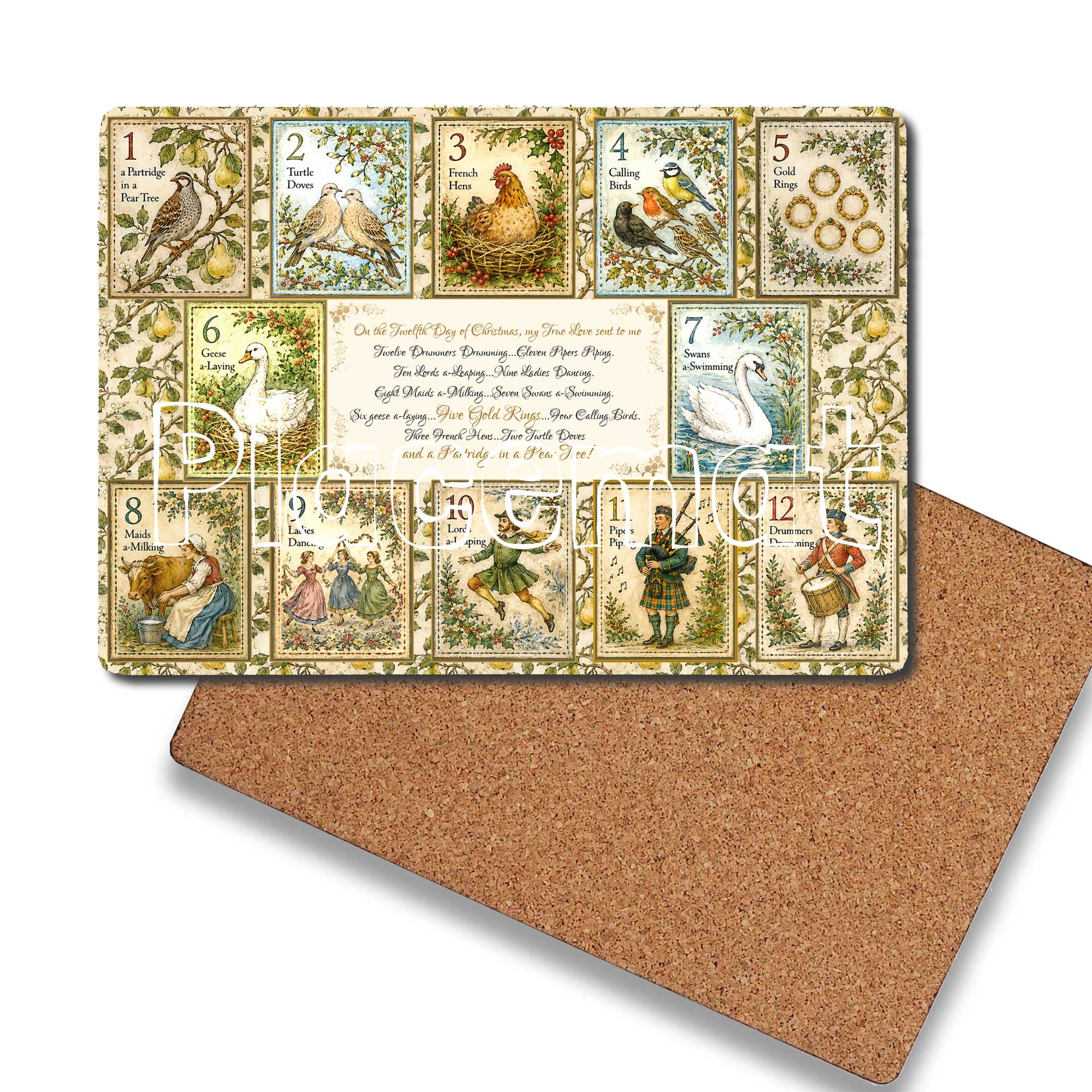 Twelve Days of Christmas Placemats and Coasters