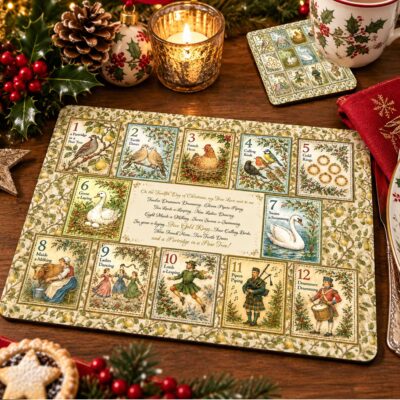 Twelve Days of Christmas Tableware Coasters and Matching Placemats