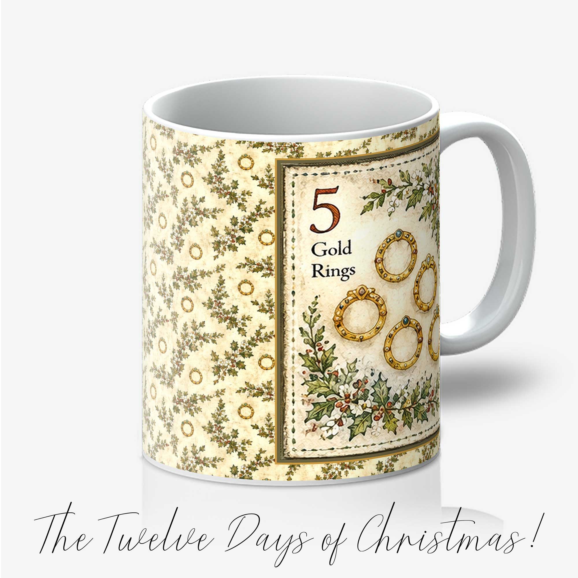 Fifth Day of Christmas 11oz Mug Five Gold Rings
