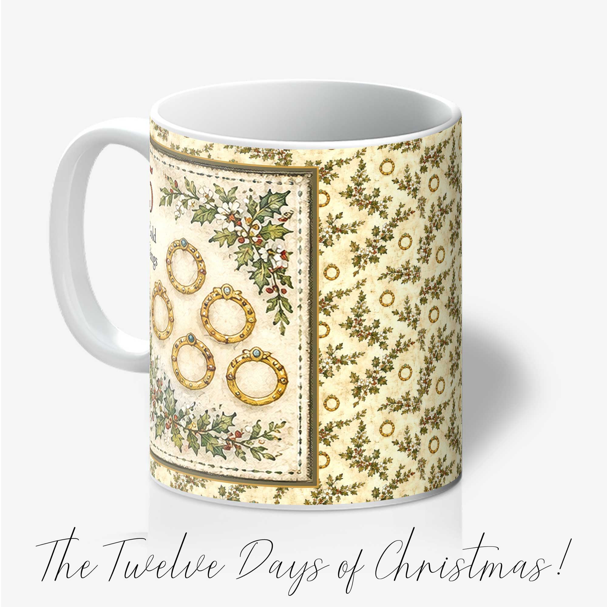 Fifth Day of Christmas 11oz Mug Five Gold Rings - Image 3