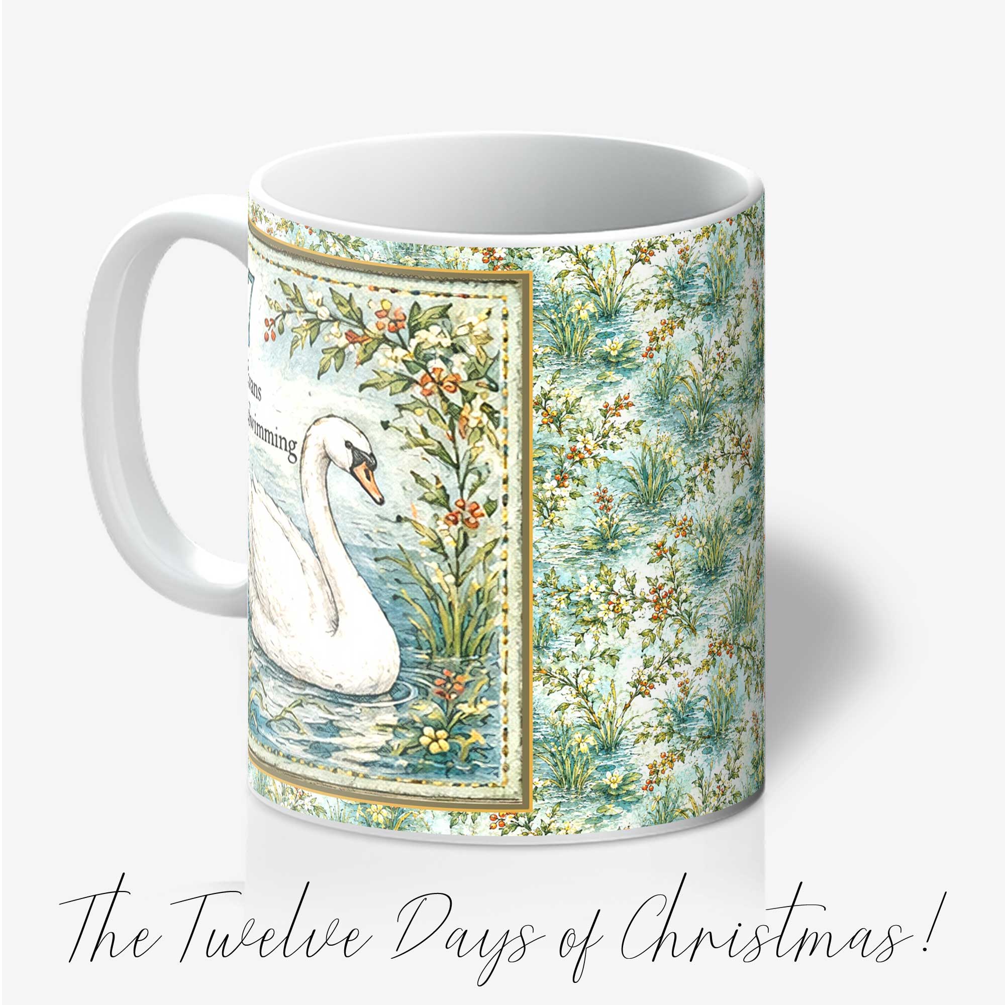 Seventh Day of Christmas 11oz Mug Swans A-Swimming