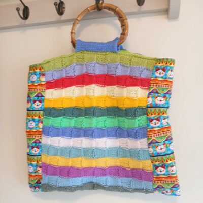 Fun Shopping Bag Faux Bamboo Handles Vibrant Colours