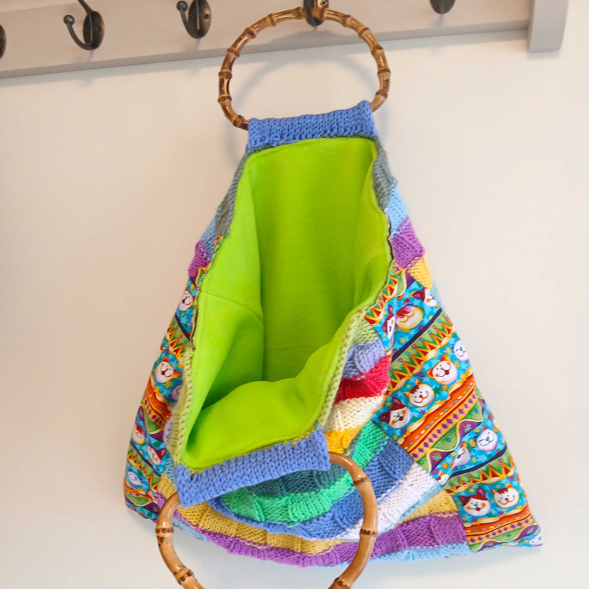 Fun Shopping Bag Faux Bamboo Handles Vibrant Colours