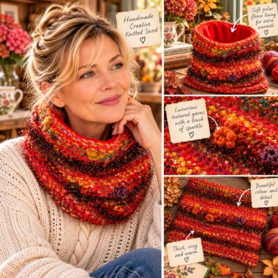 Autumn Harvest Snood/Neck Warmer : Rich reds, oranges, golds and playful textured yarns.
