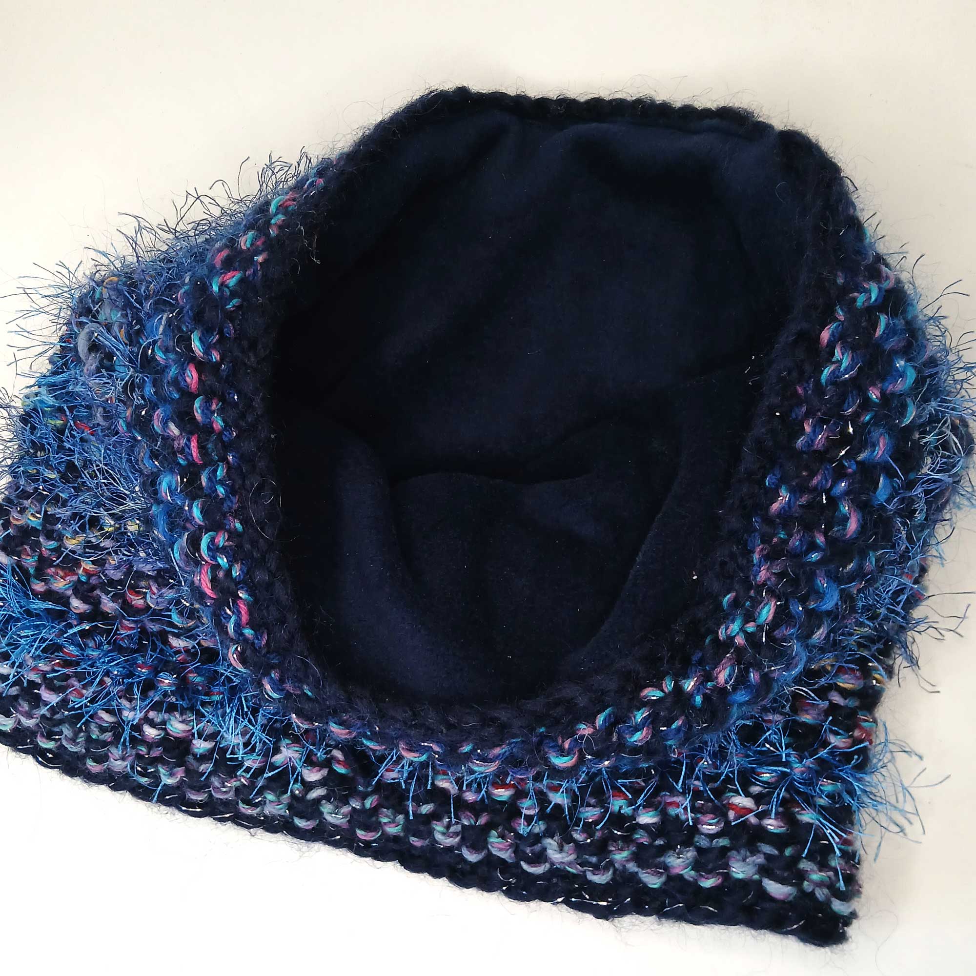 Midnight Blue Snood Chunky Neck Warmer : Deep navy, vibrant blues and colourful shimmering accents.